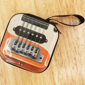 Retro Guitar Earbud Earphone Case Coin Purse NWT